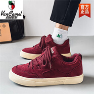 西域駱駝本命年酒紅色板鞋男款厚底運動(dòng)休閑潮鞋春季青少年學(xué)生帆布鞋男女 酒紅-駱駝官方品牌旗艦 39