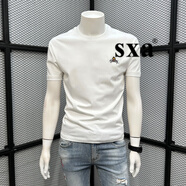 SXA香港潮牌短袖t恤男士2025夏季新款休閑圓領(lǐng)半袖時(shí)尚印花青年上衣 白色 M