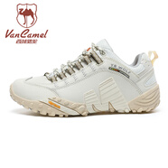 西域駱駝（VANCAMEL）戶外專業(yè)登山鞋2025新款夏季真皮情侶防滑減震耐磨徒步男女鞋低幫 米白 38