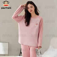 大嘴猴（Paul Frank）2024秋季簡(jiǎn)約休閑女睡衣套裝舒適寬松家居服兩件套 粉紅 L