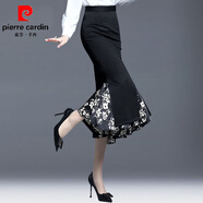皮爾卡丹（pierre cardin）黑色包臀裙半身裙長(cháng)款長(cháng)裙春秋季新款設計感開(kāi)叉顯瘦氣質(zhì)魚(yú)尾裙子 黑色 L 建議103-113斤