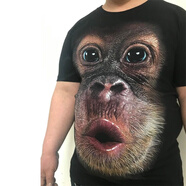 芭麥圖3D立體衣服個性立體搞笑猩猩猴子動物短袖男滑稽大碼胖子t恤印花 猩猩 3XL (170-190斤)