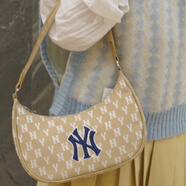 FAVES MLBmlb包包腋下包餃子包ny洋基隊包單肩包女包月牙包 帆布卡其