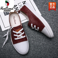 西域駱駝春季男士皮鞋2025潮駕車(chē)旅游真皮休閑小皮鞋透氣板鞋百搭平底 酒紅系帶-駱駝官方品牌旗艦 37