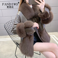 梵蒂沃（FANDIWO）狐貍毛皮草外套女2025新款年輕真皮皮衣綿羊皮皮毛一體大衣 巧克力色 2XL 140-150斤