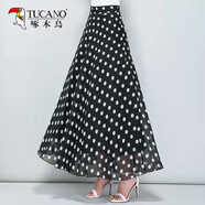 啄木鳥(niǎo)（TUCANO）2025新款夏雪紡半身裙A字碎花顯瘦長(cháng)款大擺大碼半身跳舞長(cháng)裙女 波點(diǎn)裙【裙長(cháng)90cm】 L 100-120斤