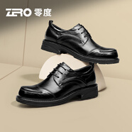 零度Zero官方男鞋商務(wù)皮鞋2025春季新款舒適寬楦厚底增高正裝鞋婚鞋潮 黑色 38 (240mm)