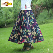 初徑2026春夏新款女裝民族風(fēng)棉麻半身裙文藝大擺長(cháng) 藍珊瑚-16 均碼 (裙長(cháng)80厘米