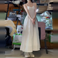 T 天啟世紀(jì)白色吊帶連衣裙小個(gè)子女夏季2025海邊度假中長裙茶歇法式初戀裙 連衣裙【茶歇法式/超好看/收腰又 M 45/55kg