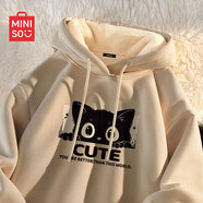 名創(chuàng)優(yōu)品（MINISO）連帽衛(wèi)衣男冬季加厚寬松百搭羊羔絨保暖衣服青年學(xué)生休閑帥氣外套 【重磅羊羔絨】卡其(貓小滿) 2XL 185(體重160-180斤左右)