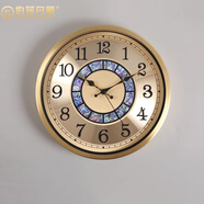 伯莎丹頓掛鐘客廳創(chuàng)意黃銅簡(jiǎn)約靜音時(shí)鐘輕奢家用時(shí)尚掛墻表臥室石英鐘 瑞士沃聲靜音機(jī)芯 16英寸