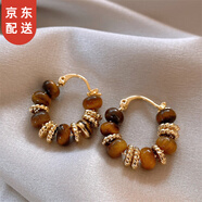 LANSILL美拉德虎眼石復(fù)古耳環(huán)女2025年新款潮耳釘小眾輕奢高級(jí)感耳飾 美拉德串珠耳環(huán)E3262