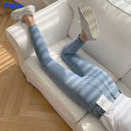 FSHE淺色牛仔褲女新款2025年新款高腰顯瘦緊身修身小腳鉛筆褲 淺藍色C110 28
