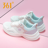 361°女鞋 跑步鞋女運(yùn)動鞋夏季361度女鞋網(wǎng)面休閑鞋透氣軟底旅游鞋子 羽毛白/薄紗藍(lán)2219F 37