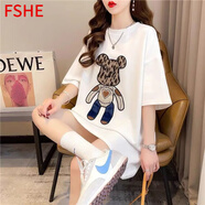 FSHE特加肥加大碼300斤短袖T恤女夏裝新款胖mm寬松遮肚半袖上衣20 白色 2XL _(建議165-200斤)