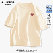 La Chapelle Sport拉夏貝爾短袖女夏季百搭休閑簡(jiǎn)約韓版時(shí)尚運動(dòng)透氣潮流t恤女裝 奶白色(愛(ài)藝心胸標) L /165（推薦115-130斤）