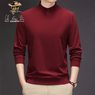 老人頭（LAORENTOU）重磅加絨加厚德絨半高領(lǐng)衛衣男冬保暖雙面絨打底衫本命年紅色上衣 紅色 XL 推薦135-155斤