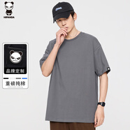 HIPANDA你好熊貓短袖t恤男2025夏季純棉簡約基礎(chǔ)通勤休閑純色圓領(lǐng)深灰2XL