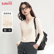 班尼路（Baleno）小V領(lǐng)緊身長袖T恤女2025年春秋女裝新款時尚休閑簡約百搭打底上衣