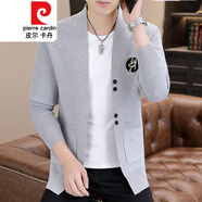 皮爾卡丹（pierre cardin）早秋季針織開(kāi)衫男士潮流簡(jiǎn)約刺繡百搭毛衣外套春秋休閑帥氣毛線衣 6818灰色 2XL 180