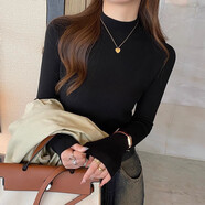 憶思減秋裝毛衣馬甲針織開衫女2025春秋新款木耳邊短款背心外搭毛線馬夾 黑色【毛衣】 M 95-105斤