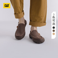 CAT卡特休閑皮鞋男鞋25新品一腳蹬薄皮輕量涼爽舒適通勤船鞋 棕色 44