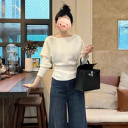 泡普掐腰設計感針織衫女秋冬季2024韓系感上衣收腰毛衣內搭打底衫 杏色 S