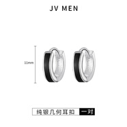 時(shí)鳥(niǎo)純銀耳環(huán)男高級感黑色經(jīng)典雙圈配飾簡(jiǎn)約個(gè)性單只不易過(guò)敏潮男耳扣 純銀長(cháng)條黑色耳環(huán)【一對】