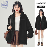 JEANSWEST CLUB真維斯連帽開(kāi)衫衛(wèi)衣女拉鏈外套2025年新款春秋季百搭潮牌休閑帽衫