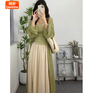 婍妡新中式套裝禪意穿搭女裝春國風(fēng)復古慵懶風(fēng)奶系穿搭夏季外套兩件套 綠色開(kāi)衫[單件] S