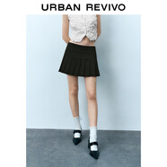 UR秋季新款女裝經(jīng)典減齡學(xué)院感短款A字百褶半裙UYY540005 正黑 L