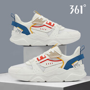 361 °男鞋2024秋季新款網(wǎng)面跑步老爹鞋耐磨防臭運動鞋子 -1羽毛白/工業(yè)藍 40