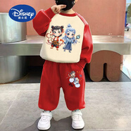 迪士尼（Disney）品牌哪吒敖丙童裝衛(wèi)衣套裝2025春新款兒童衣服中小童男女童長袖 哪咤背靠背+小小沖鴨褲 紅 90 cm 建議身高80-90cm