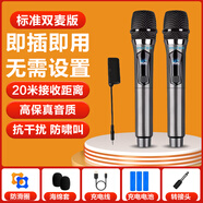 夏新家庭ktv音響充電無(wú)線(xiàn)麥克風(fēng)家庭KTV唱歌舞臺(tái)主持演講K歌會(huì)議音箱音響功放調(diào)頻萬(wàn)能一拖二無(wú)線(xiàn)話(huà)筒 S6雙麥（可充電）
