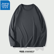 真維斯（JEANSWEST）T恤男女長袖2025春秋純棉親膚打底衫青少年內(nèi)搭上衣服情侶體恤衫 【純棉長袖】深灰 XL (推薦115斤-130斤左右)
