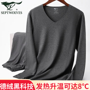 七匹狼吸濕發(fā)熱纖維升溫可達(dá)8℃無(wú)痕保暖內(nèi)衣男德絨秋衣秋褲保暖套裝 暴雨灰 L (170) (推薦體重110-130斤)