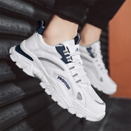 意爾康男鞋休閑鞋網(wǎng)面透氣新款厚底增高百搭運動(dòng)青年學(xué)生鞋子 雪白 42 