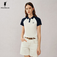 POLOWALK女士短袖POLO衫時(shí)尚拼接撞色潮流2025夏季新品女式短袖POLO衫 藏青 M /160