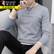 啄木鳥圓領(lǐng)毛衣男士秋冬季長袖針織衫線衣線衫毛衫打底衫男裝保暖衣服 10230/209淺藍(lán)色常規(guī) L