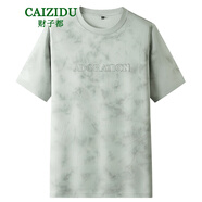 財子都（CAIZIDU）2025夏季新款加肥大碼男士潑墨半袖T恤圓領(lǐng)汗衫胖子短袖棉質(zhì)體恤 淺灰色 L 52