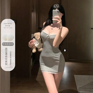 欲欲一試2024新款性感純欲蕾絲辣妹緊身包臀裙帶胸墊棉修身吊帶睡裙女內衣 暮云灰【INS風(fēng)簡(jiǎn)約連衣裙】 M 160 (M) 【適合80-100斤】現貨速發(fā)