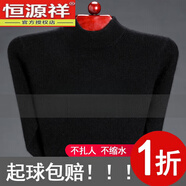 恒源祥發(fā)熱不起球羊毛絨衫男士中老年毛衣加厚高領(lǐng)長(zhǎng)袖針織打底衫 半 高 領(lǐng)黑色 M 165適合100-120斤