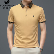 富貴鳥(niǎo)（FUGUINIAO）2025夏季新款男士翻領(lǐng)polo.衫短袖t恤男商務(wù)休閑上衣男裝 卡其色 M 170/84A