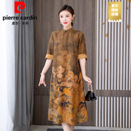 皮爾卡丹（PIERRE CARDIN）大牌香云紗旗袍連衣裙夏改良版氣質(zhì)休閑中年氣質(zhì)春時尚奢華裙子 廣州13行連衣裙圖片色 2XL 超仙連衣裙新品