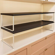 澳洺源衣柜分層隔板收納神器可伸縮衣物整理置物架臥室宿舍衣櫥收納架子 【可伸縮】黑色大號-加寬加高