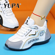 語帕（YUPA）品牌運動鞋女鞋春秋新款休閑鞋女士跑步鞋透氣潮流百搭厚底運動鞋 白灰網(wǎng)面（夏季款） 37