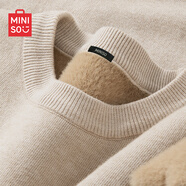名創(chuàng  )優(yōu)品（MINISO）加絨毛衣男冬季加厚內搭針織衫青少年純色圓領(lǐng)一體絨保暖毛線(xiàn)衣潮 【一體絨圓領(lǐng)】卡其色(純色) L /175(體重120-140斤)