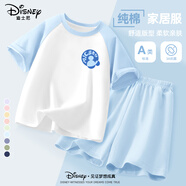迪士尼寶寶女童睡衣夏季2025純棉上衣女孩夏裝舒服柔軟短袖兩件套兒童家居服 【男童】e迪米奇切開K冰水藍 130