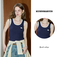 庫恩瑪維（KUHNMARVIN）美式小吊帶背心女2025早春新款拼色短款辣妹修身外穿上衣K37327 藏青色 S