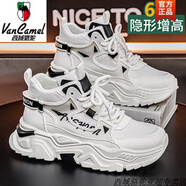西域駱駝男鞋2025新款小白鞋內(nèi)增高12cm10高幫板鞋網(wǎng)面男士休閑運動老爹鞋 C87白色(增高6CM)-駱駝官方品牌 39